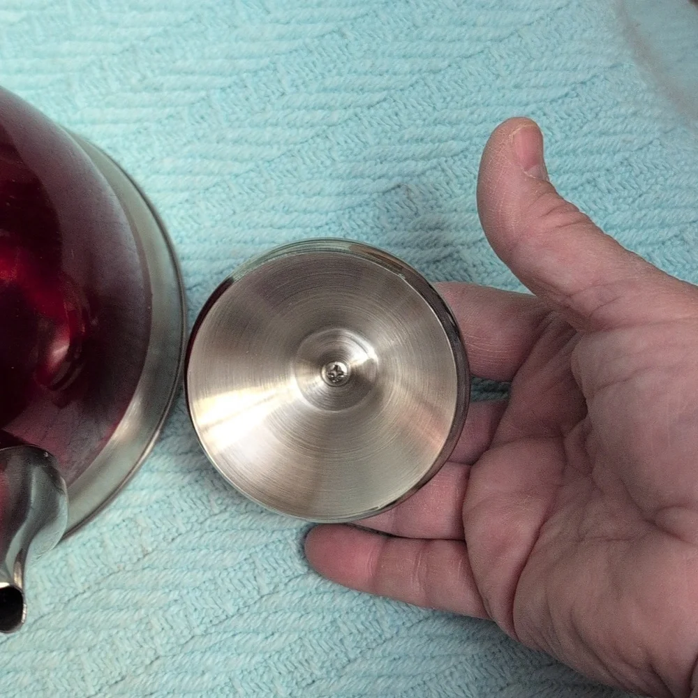 Stainless Accent Red Teapot with Silver Trim - Picture 6 of 8